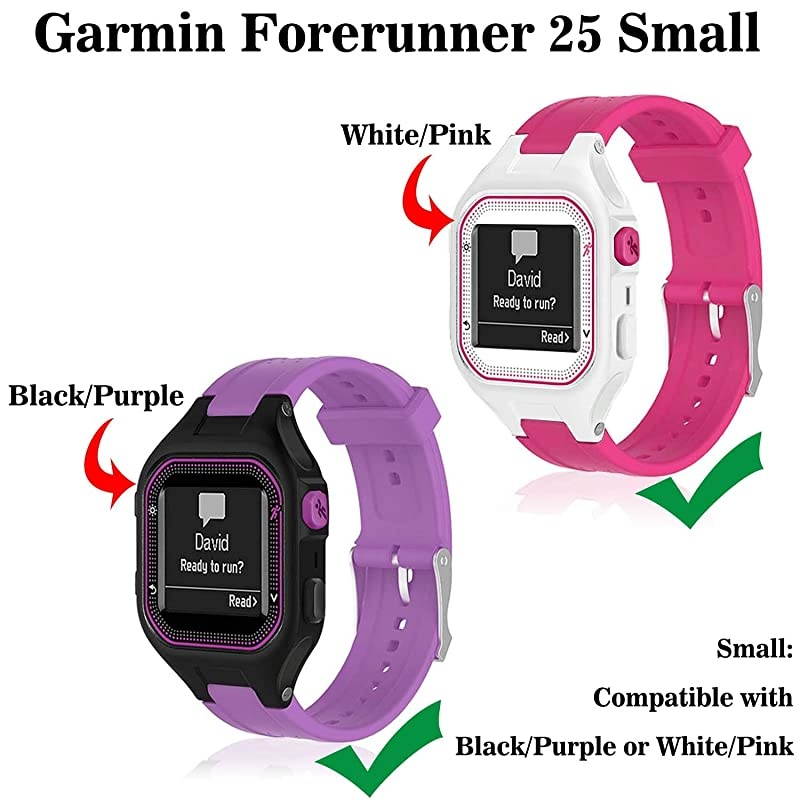 Bands Compatible with Garmin Forerunner 25 Soft Silicone Replacement Watch Band Strap for Garmin Forerunner 25 GPS Running Watch SPurple Small