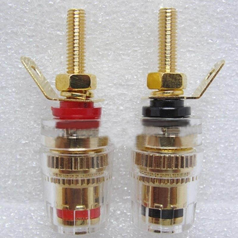 A pair(Red+Black) Banana connector Copper Binding Post banana plug sockets for Loudspeakers Terminal Connector New
