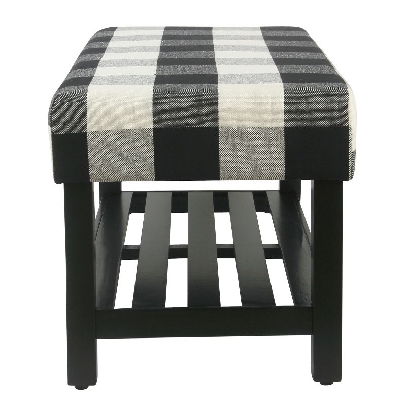 Decorative Bench with Wooden Black Plaid - HomePop