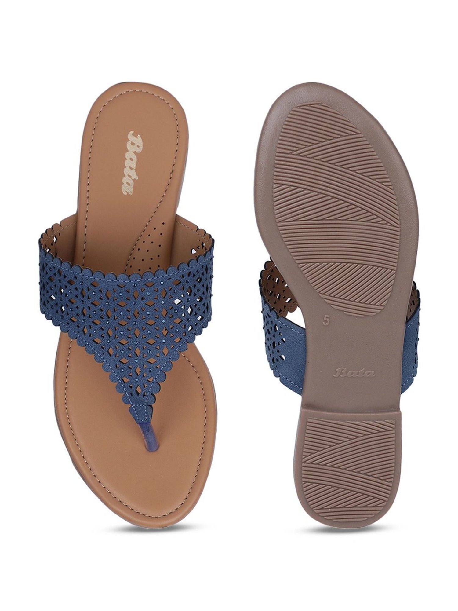 Bata Women's BAROQUE TH Blue Thong Sandals