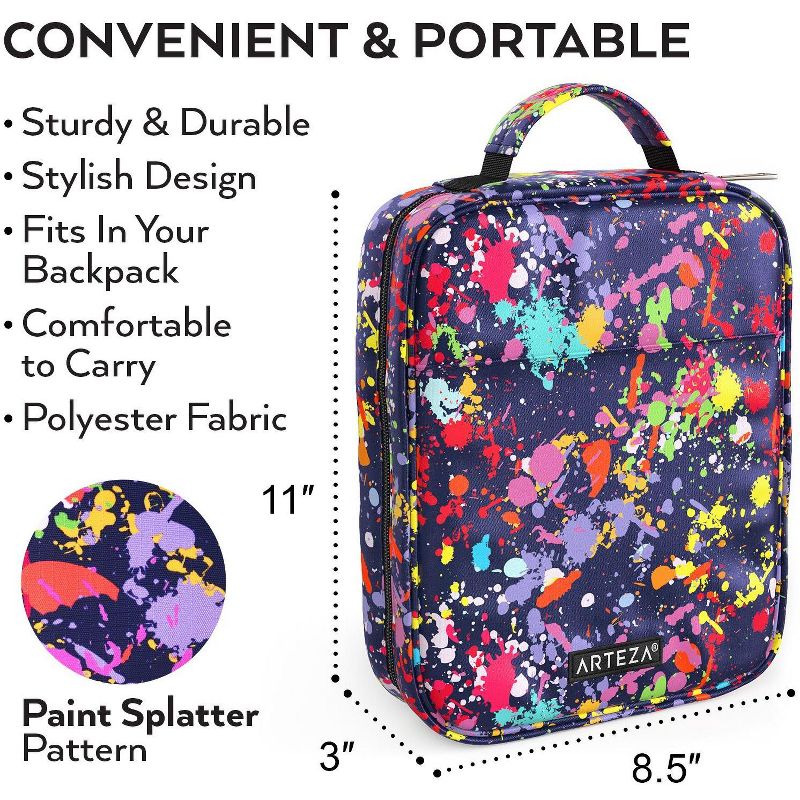 Arteza Pencil Case Art Supply Set, Paint Splatter Pattern - 64 Slots (ARTZ-9598)