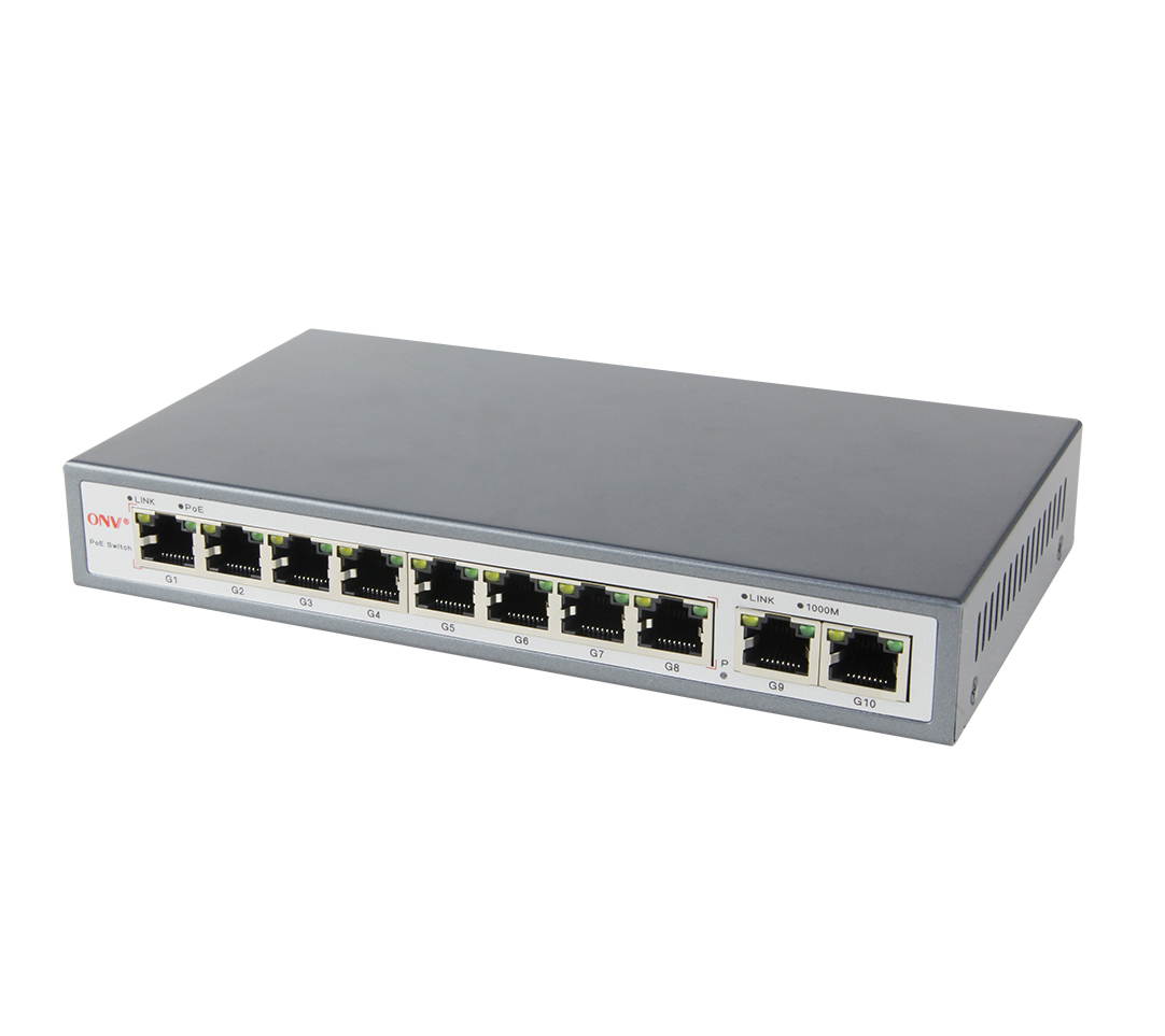 10-Port Gigabit PoE Switch with 8 Gigabit PoE Ports  automatic adjustment RJ45 ports Support PoE Standard IEEE 802.3af/at