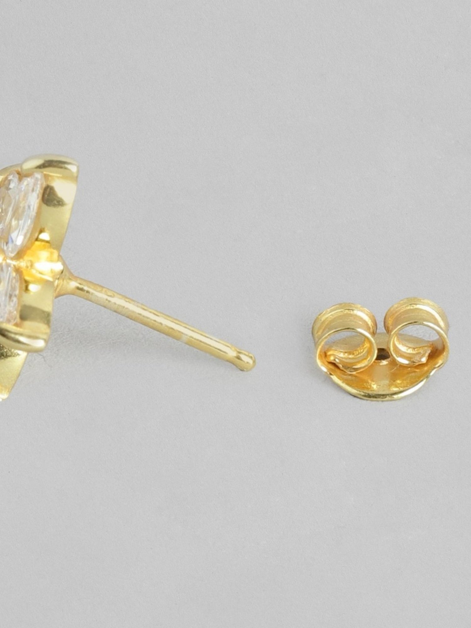 Zavya 92.5 Sterling Silver CZ Golden Plated Star Studs for Women