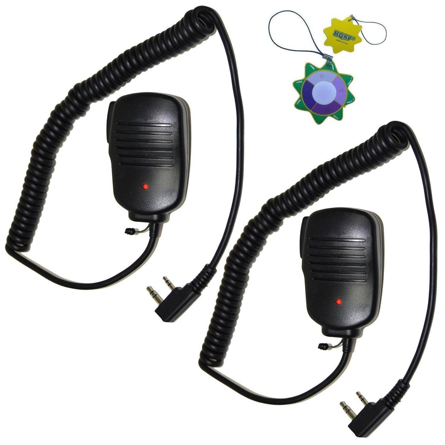 HQRP 2-Pack 2 Pin PTT Mini Speaker Mic for Weierwei VEV-3288S,VEV-V1000,VEV-6288, VEV-3288 + HQRP UV Meter