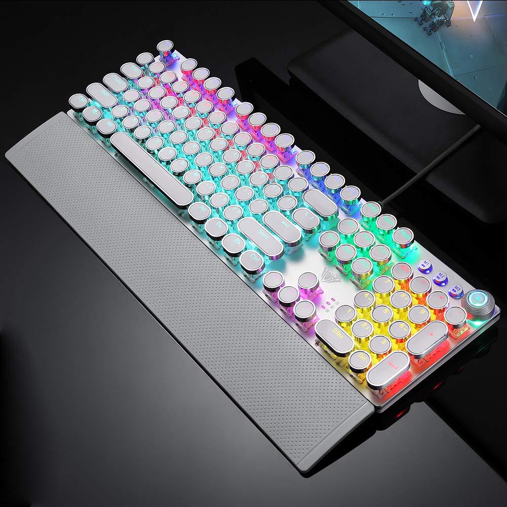 AULA Gaming Mechanical Keyboard Retro Square Glowing Keycaps Backlit USB Wired 104 Anti-ghosting Gaming Keyboard for PC laptop