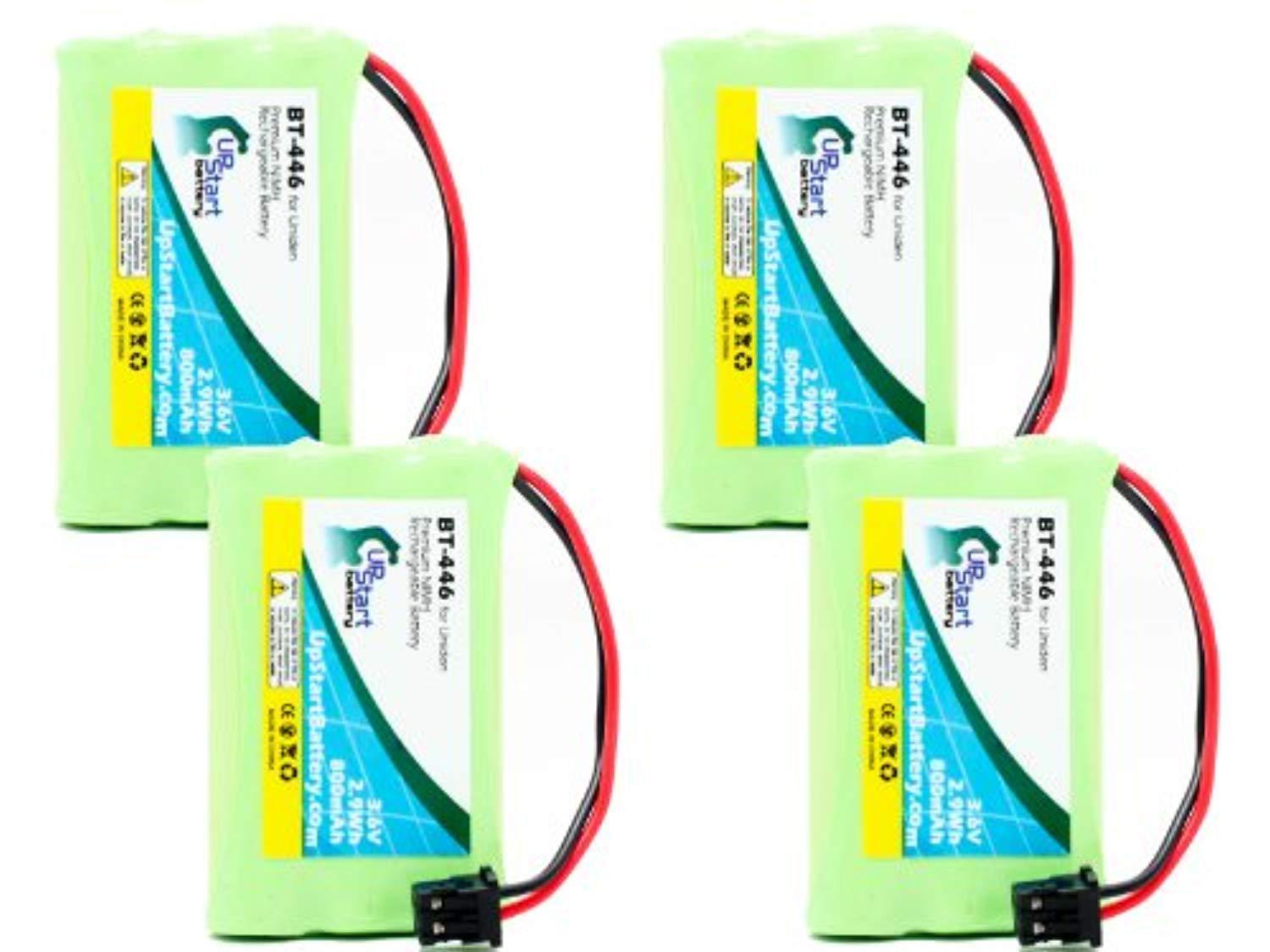 4x pack - bt-446 battery for uniden wham, tcx905, bt446, dcx700, tru9485, tru8866, tru9466, tru9496 cordless phones (800mah, 3.