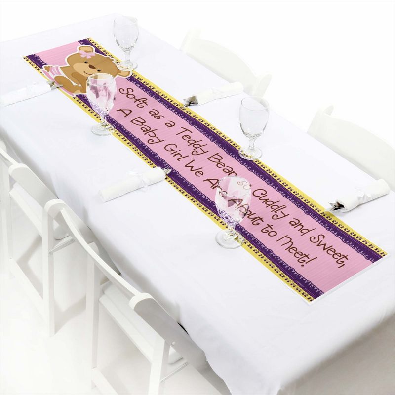 Big Dot of Happiness Girl Baby Teddy Bear - Baby Shower Decorations Party Banner