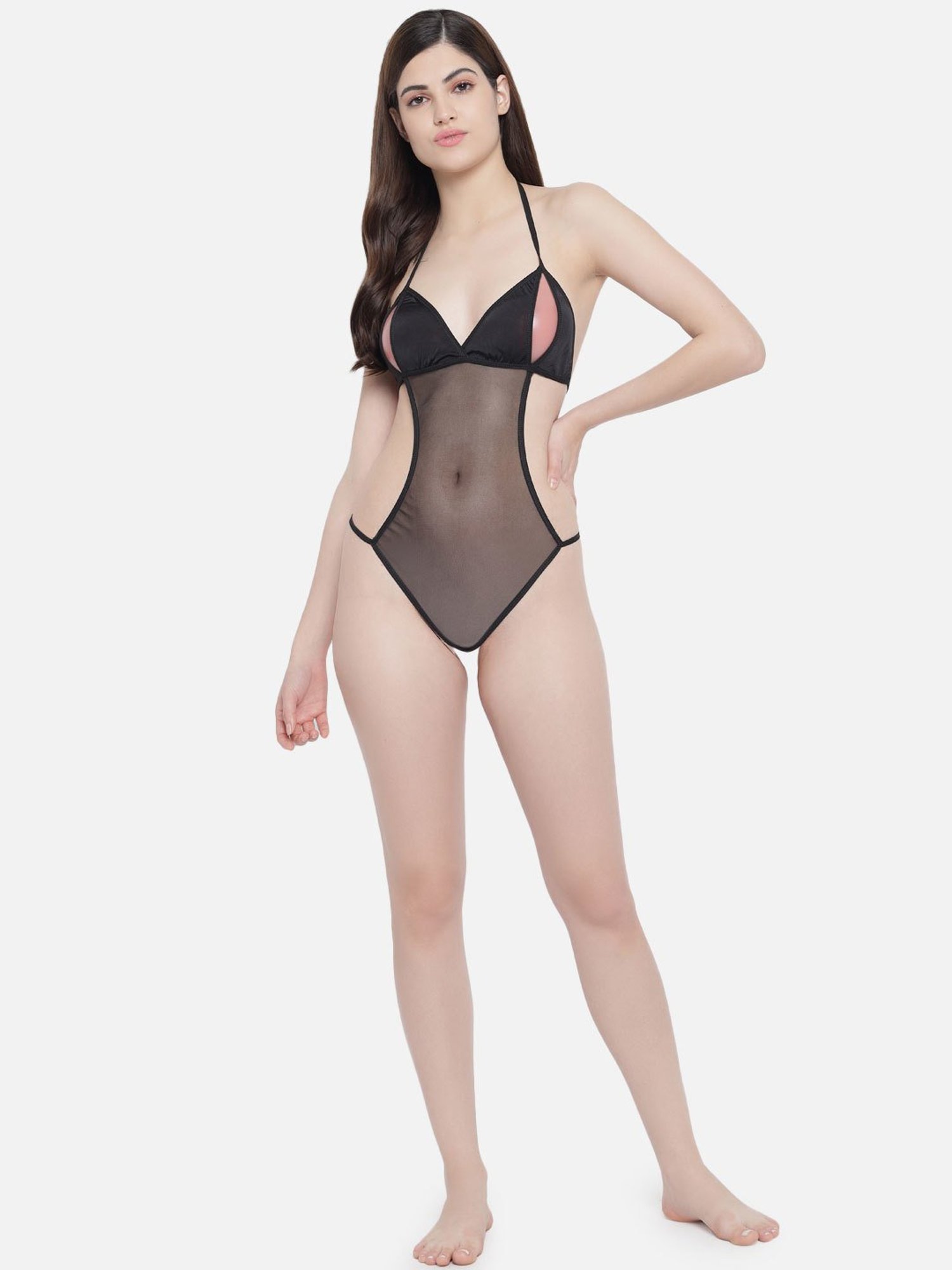 Secrets By ZeroKaata Black Self Design Babydoll