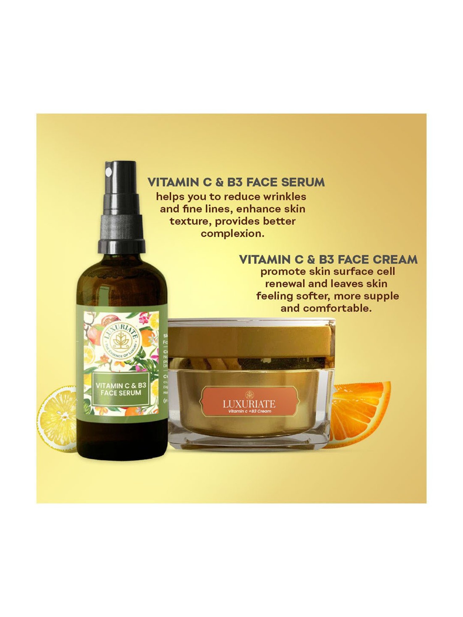 Luxuriate Vitamin C & B3 Moisturizer Cream and Face Serum Combo