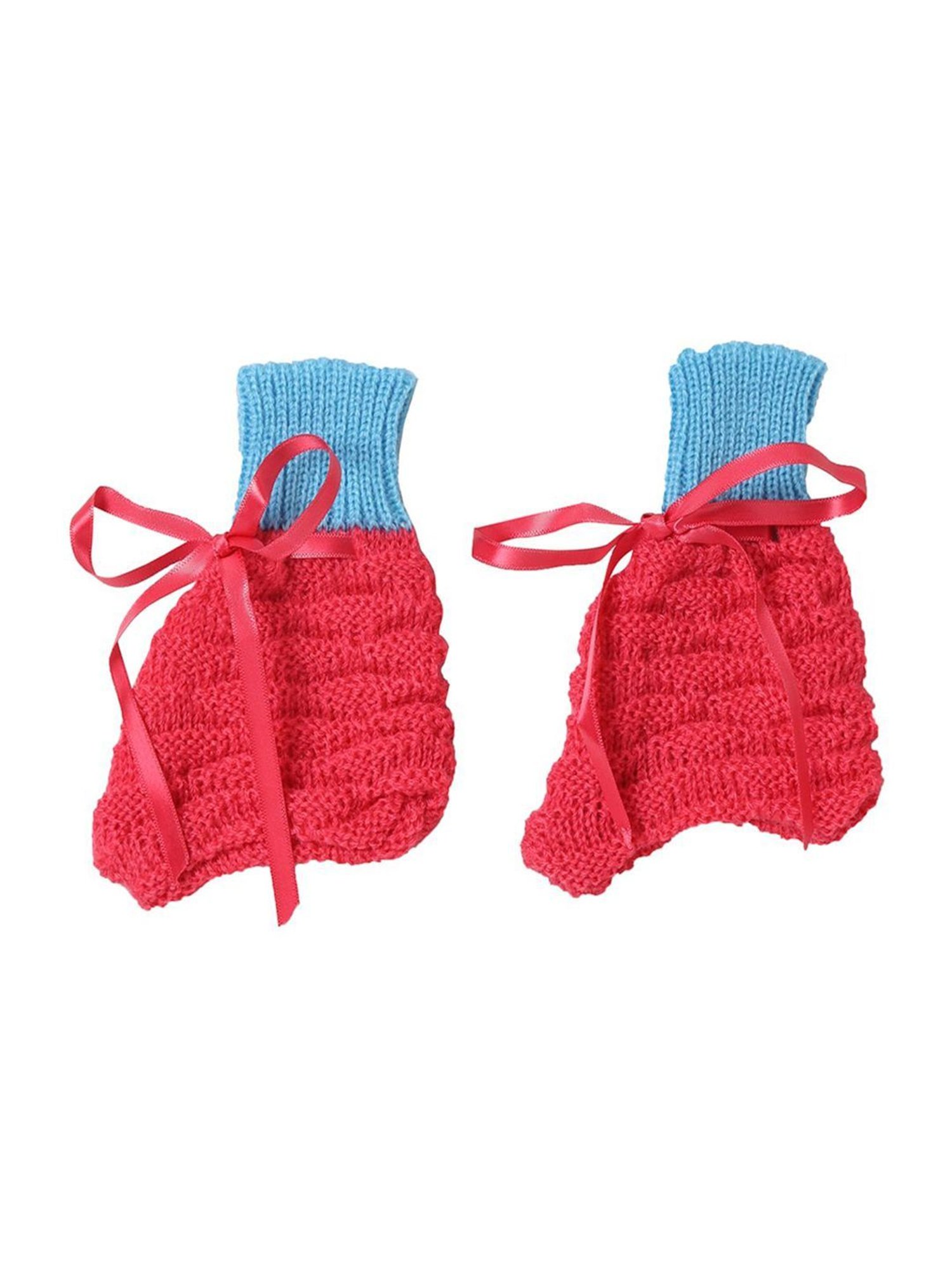 Little Angels Kids Red & Blue Textured Pattern Full Sleeves Sweater Set