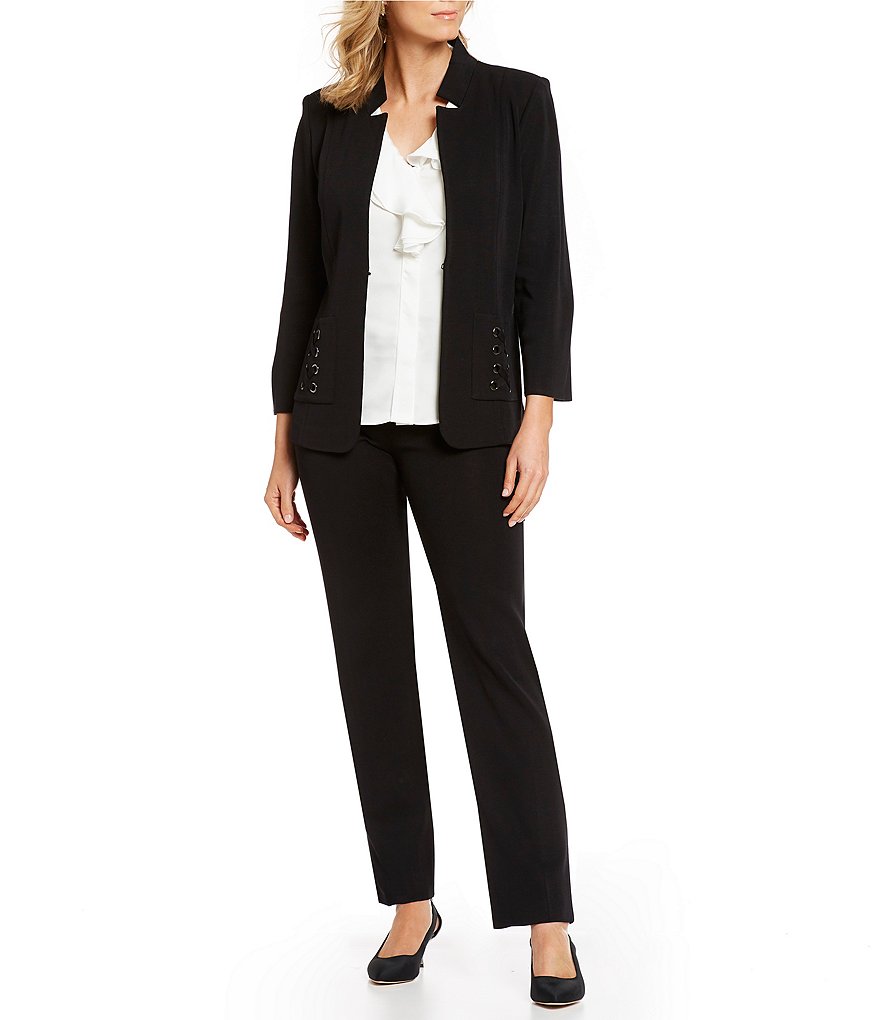 Misook Ruffle Trim V-Neck Washable Sleeveless Blouse