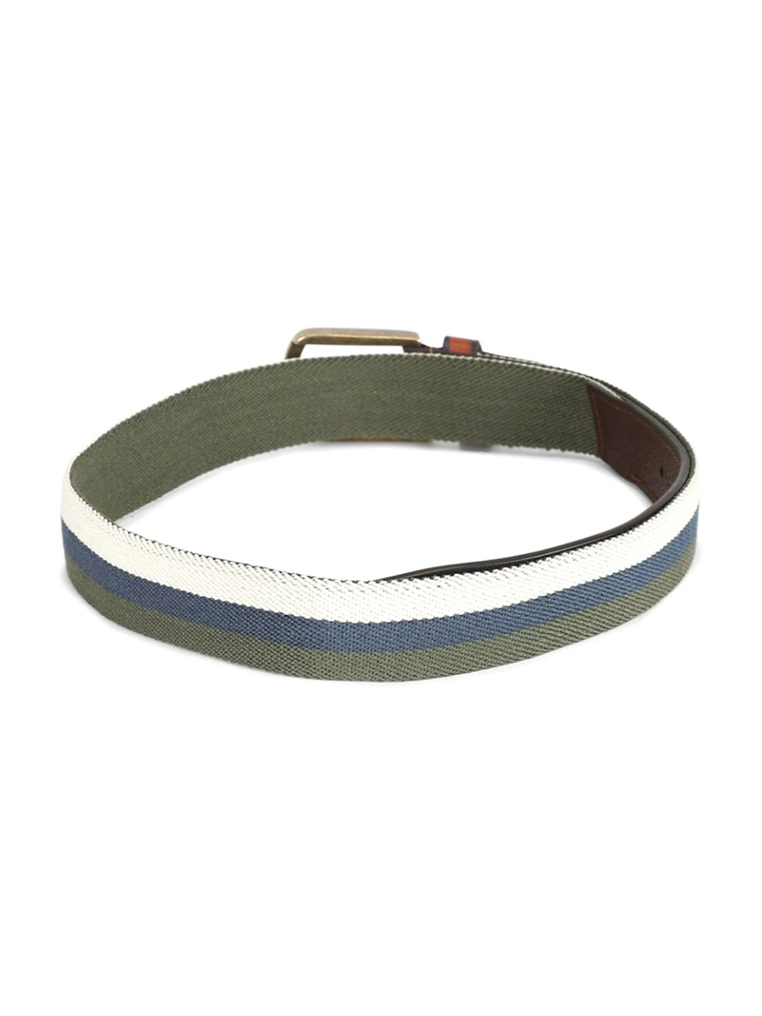 Simon Carter Multicolor Leather Striped Casual Belt for Men