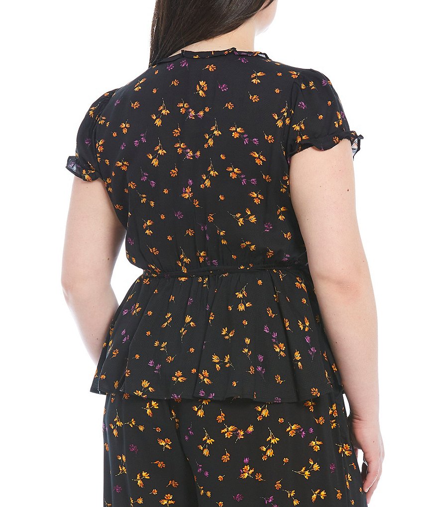 Jessica Simpson Plus Size JJ Red Dahlia Moroccan Border Print Fringe Hem Kimono Jacket