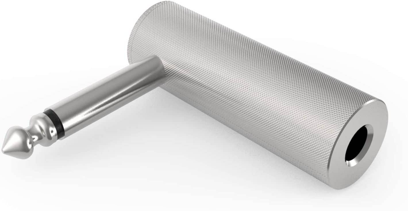 Ancable 2-Pack Premium 1/4 Inch Right Angle Guitar Cable Adapter, 6.35mm 1/4" TS Mono Male to Female Heavy Duty Metal Connector for Bottom Plug Guitar/V-shape Guitar/Front Facing Jack Guitar