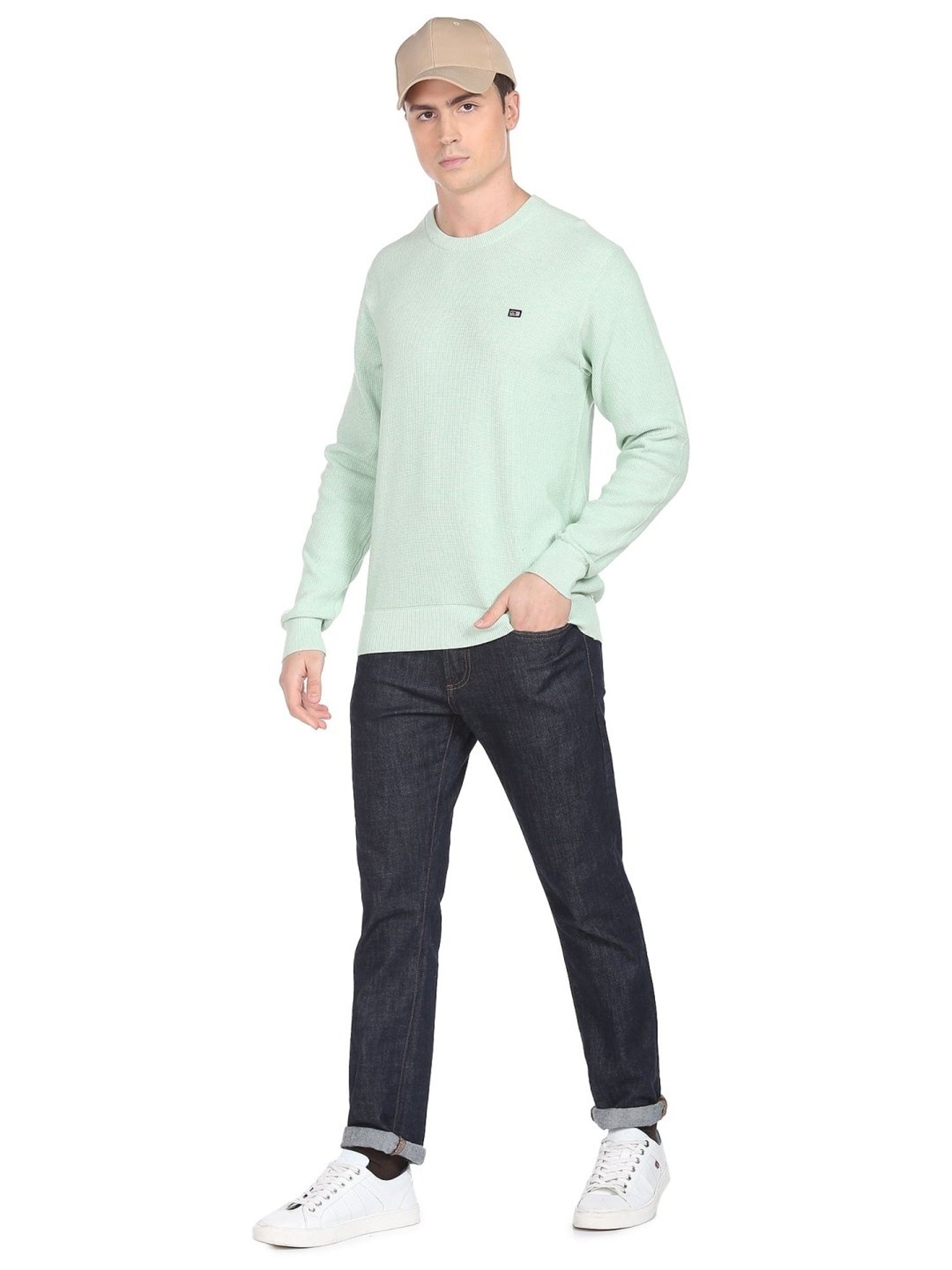 Arrow Sport Light Green Regular Fit Sweater