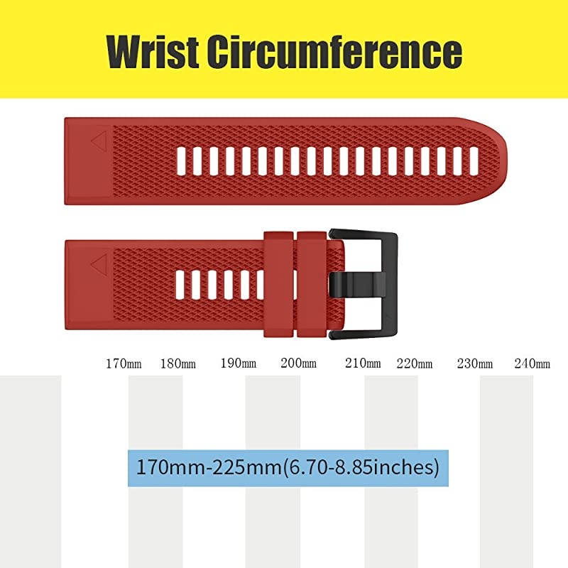 Compatible with Fenix 5 Band Easy Fit 22mm Width Soft Silicone Watch Strap Replacement for Fenix 5Fenix 5 PlusForerunner 935Approach S60Quatix 5 Red