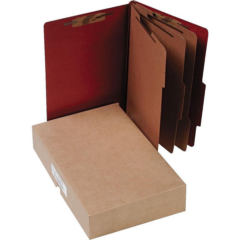 Acco Pressboard 25-Pt Classification Folders Legal 8-Section Earth Red 10/Box 16038
