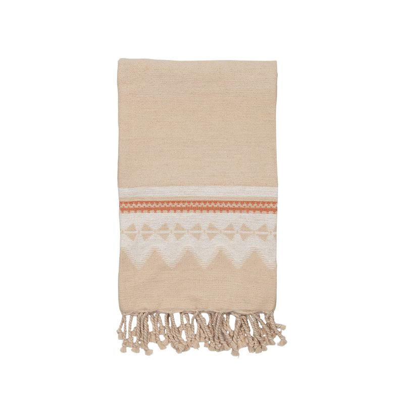 Multicolor Pattern Hand Woven 50 x 60 inch Cotton Throw Blanket with Hand Tied Roped Tassels - Foreside Home & Garden