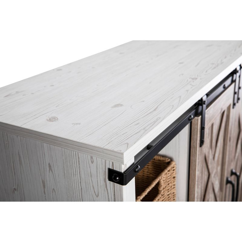 47" Barn Door Storage Accent Cabinet Off White - Home Essentials