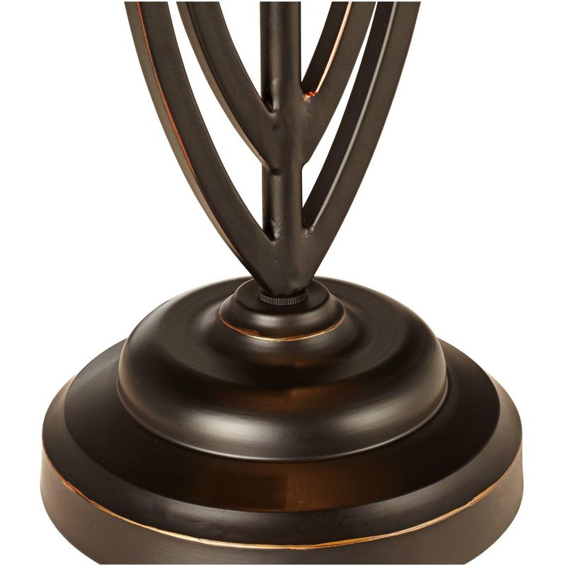 Robert Louis Tiffany Traditional Table Lamp Dark Bronze Sculptural Stained Art Glass Shade for Living Room Bedroom Bedside Family