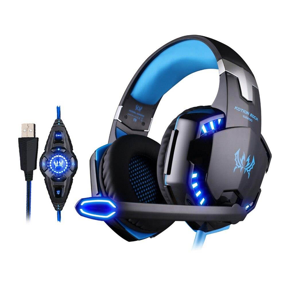 G2200 USB 7.1 Surround Sound Vibration Game Gaming Headphone Computer Headset Earphone Headband with Microphone LED Light