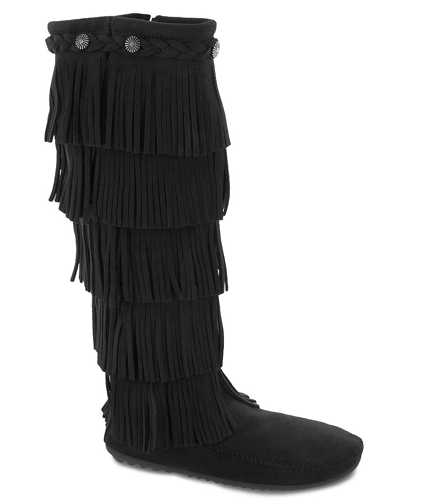 Minnetonka 5-Layer Fringe Suede Boots