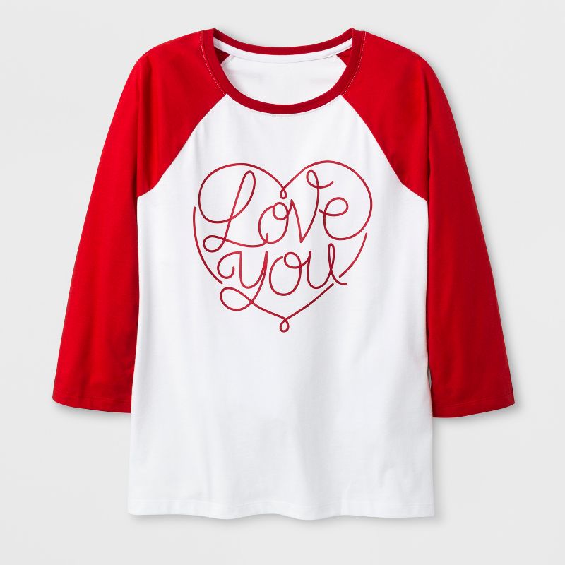 Women's 3/4 Sleeve 'Love You' Baseball T-Shirt - White S