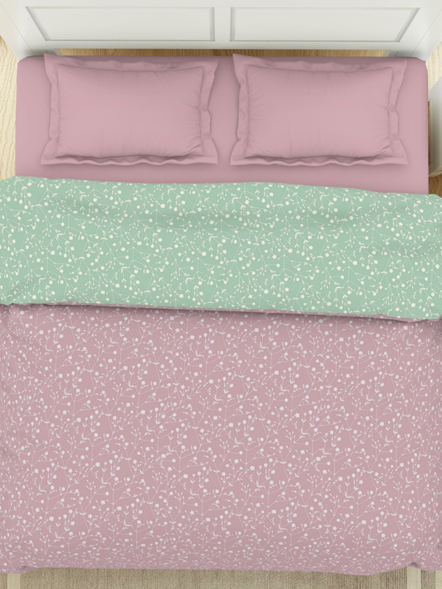 Spaces Floral Pink 144 TC Cotton Double Quilt