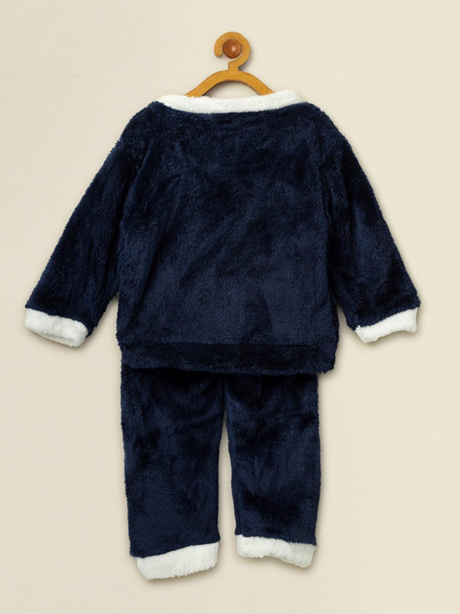 NEUDIS Girls Navy Solid Full Sleeves Sweatshirt with Trousers