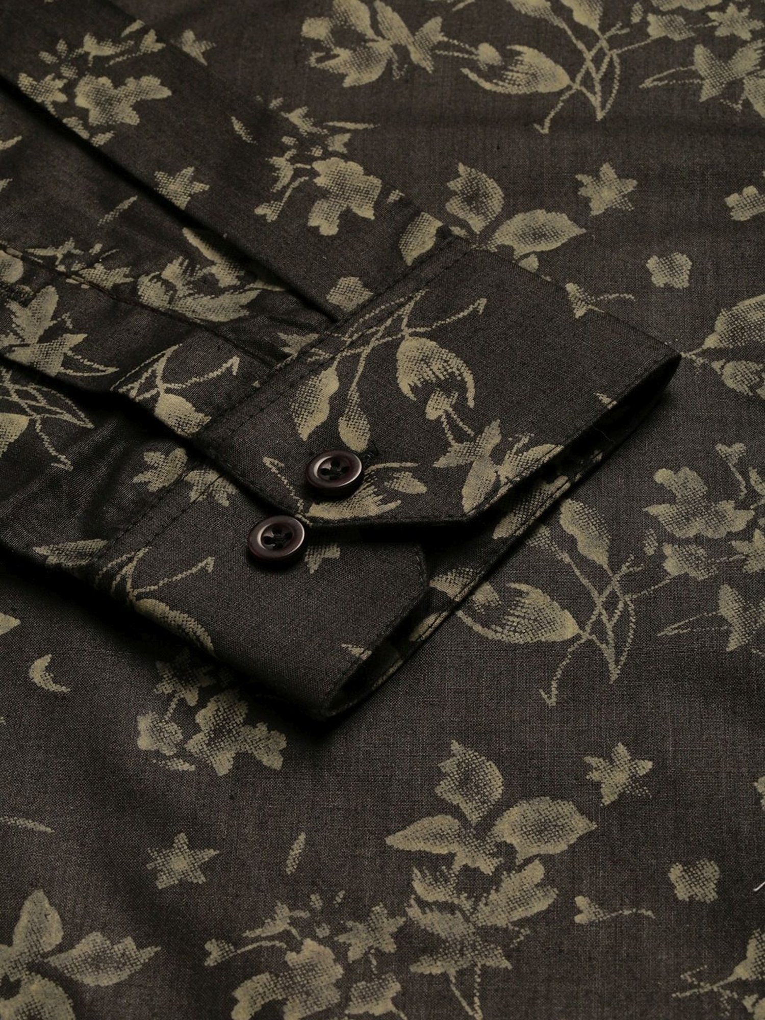 Sojanya Black Cotton Regular Fit Floral Print Shirt