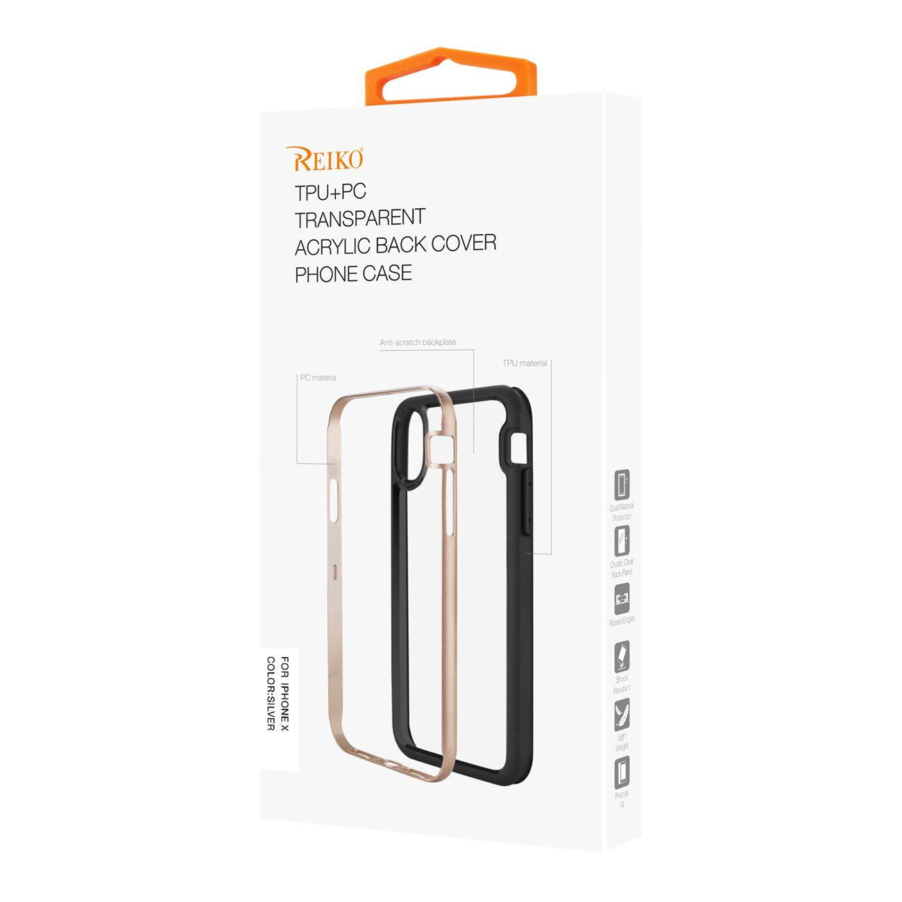 Reiko iPhone X/iPhone XS Hard Transparent Plastic TPU Case In Clear Silver