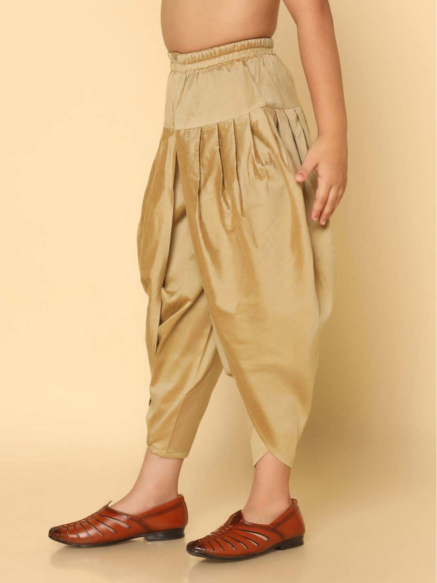 KISAH Kids Golden Cotton Regular Fit Dhoti Pants