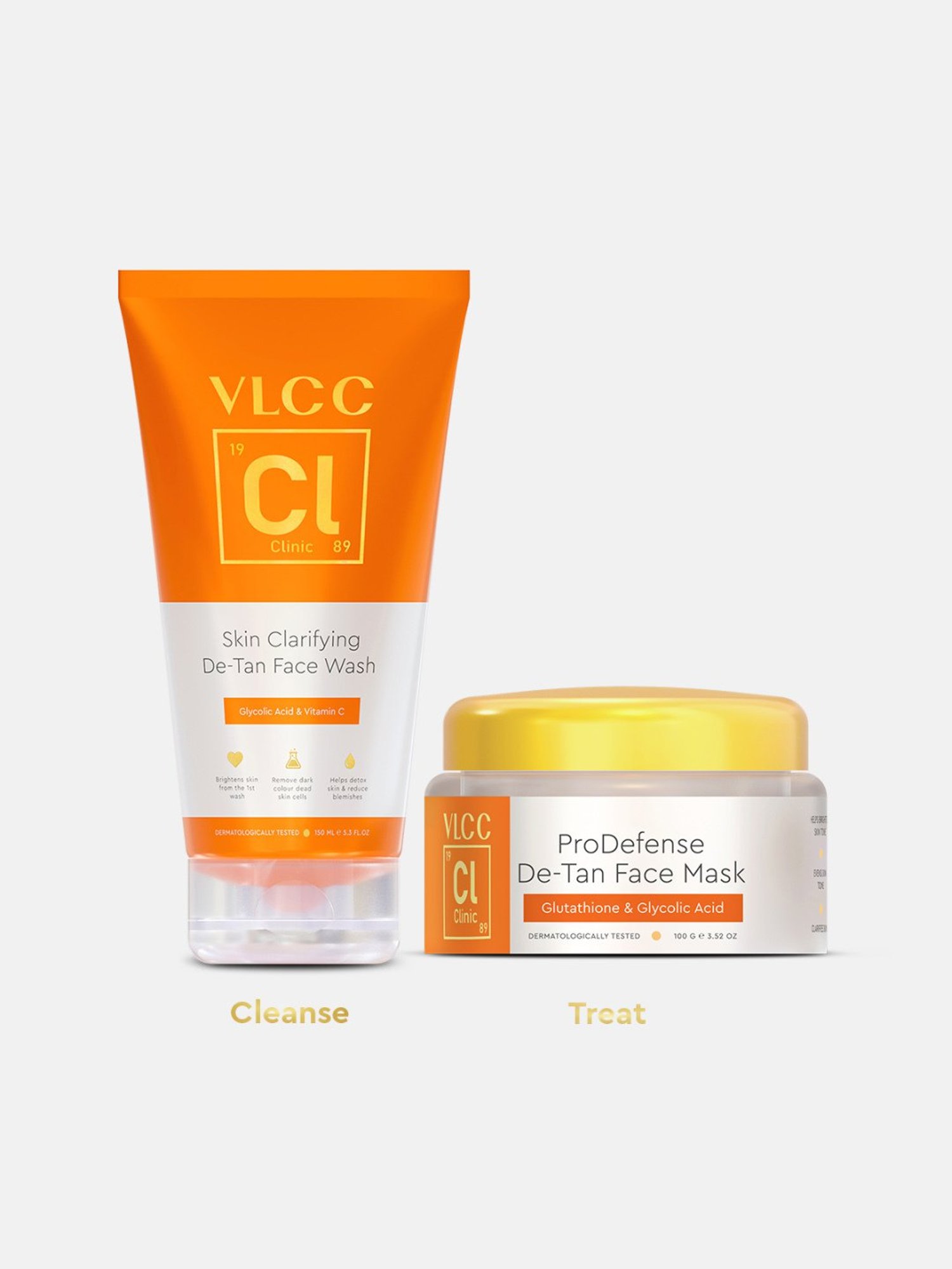 VLCC Clinic Skin Clarifying De-Tan Face Wash & De-tan Face Mask Combo