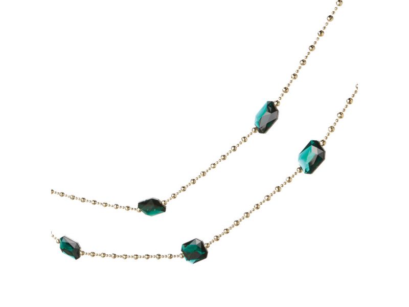 Ganz 6' Green/Gold Jewel Beaded Christmas Garland