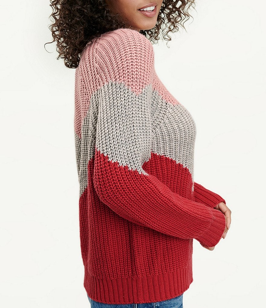 A Loves A Round Neck Long Bishop Sleeve Rib Knit Sweater