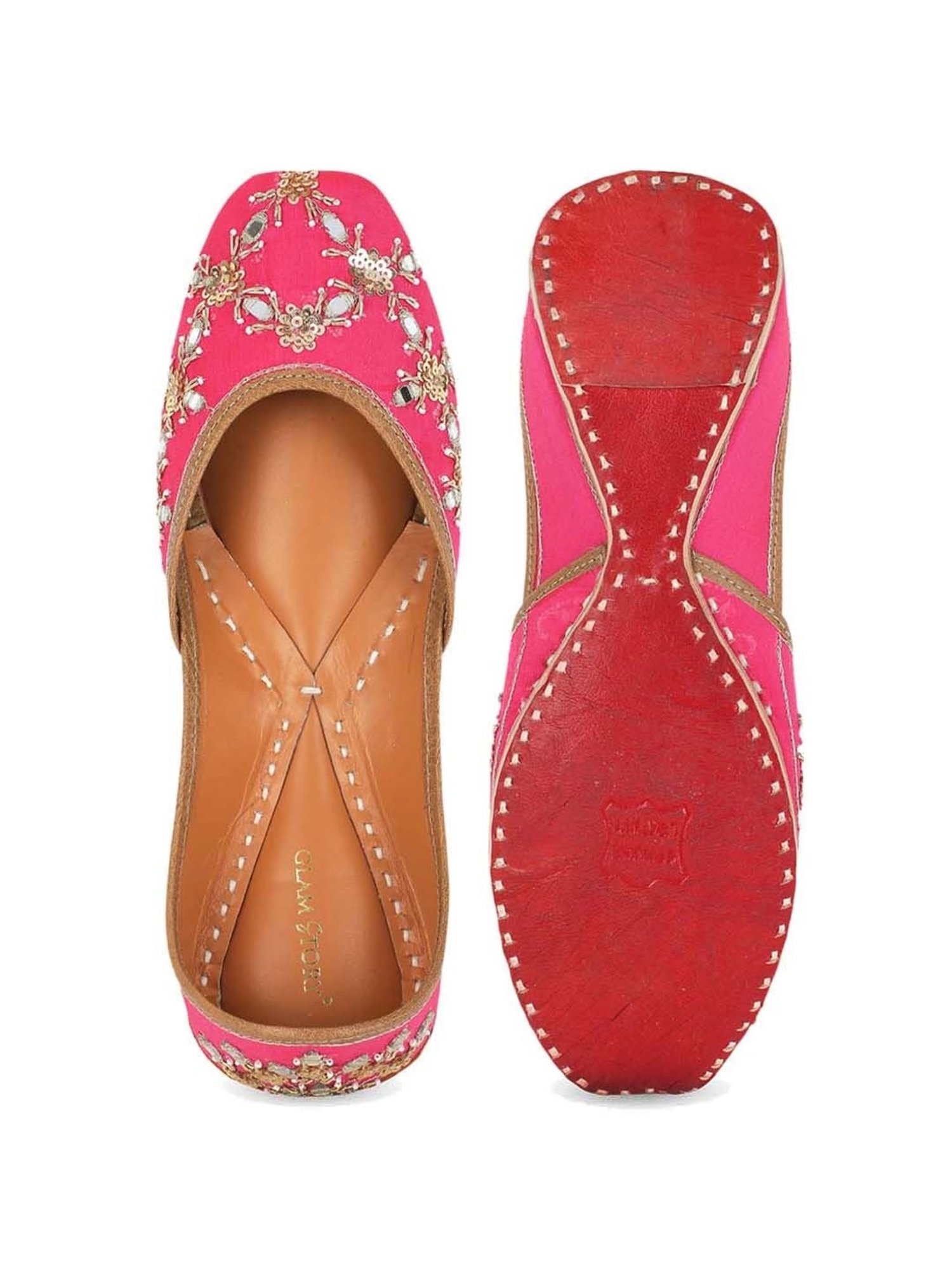 Glam Story Women's Pink Ethnic Juttis