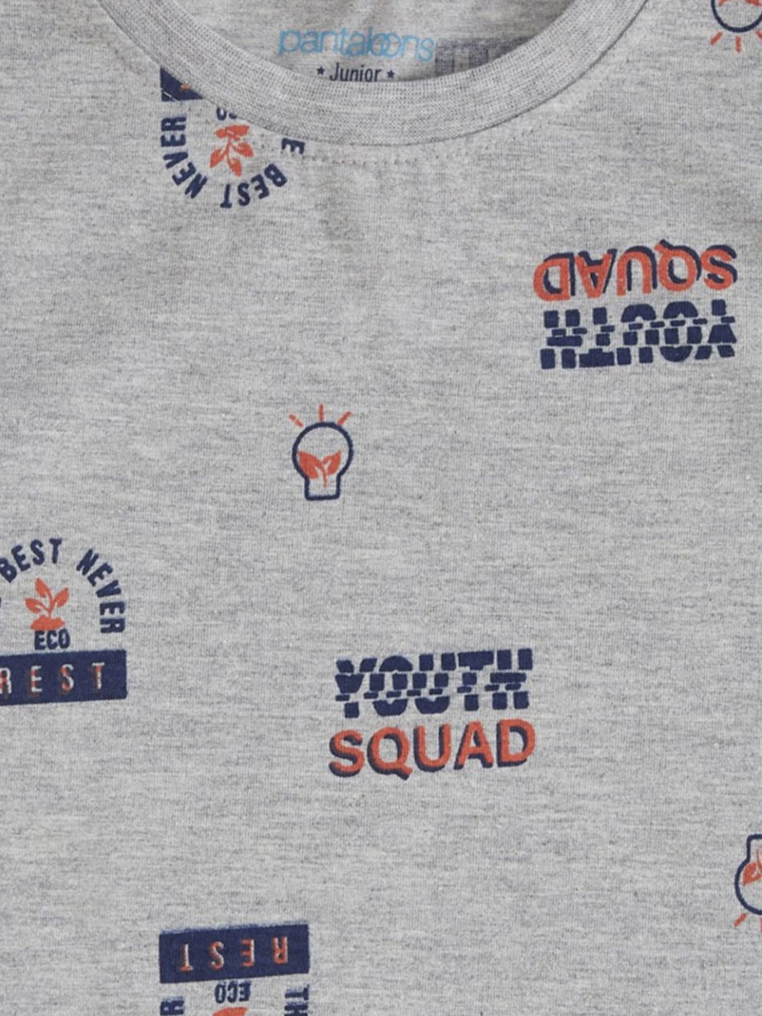 Pantaloons Junior Grey Cotton Printed Full Sleeves T-Shirt