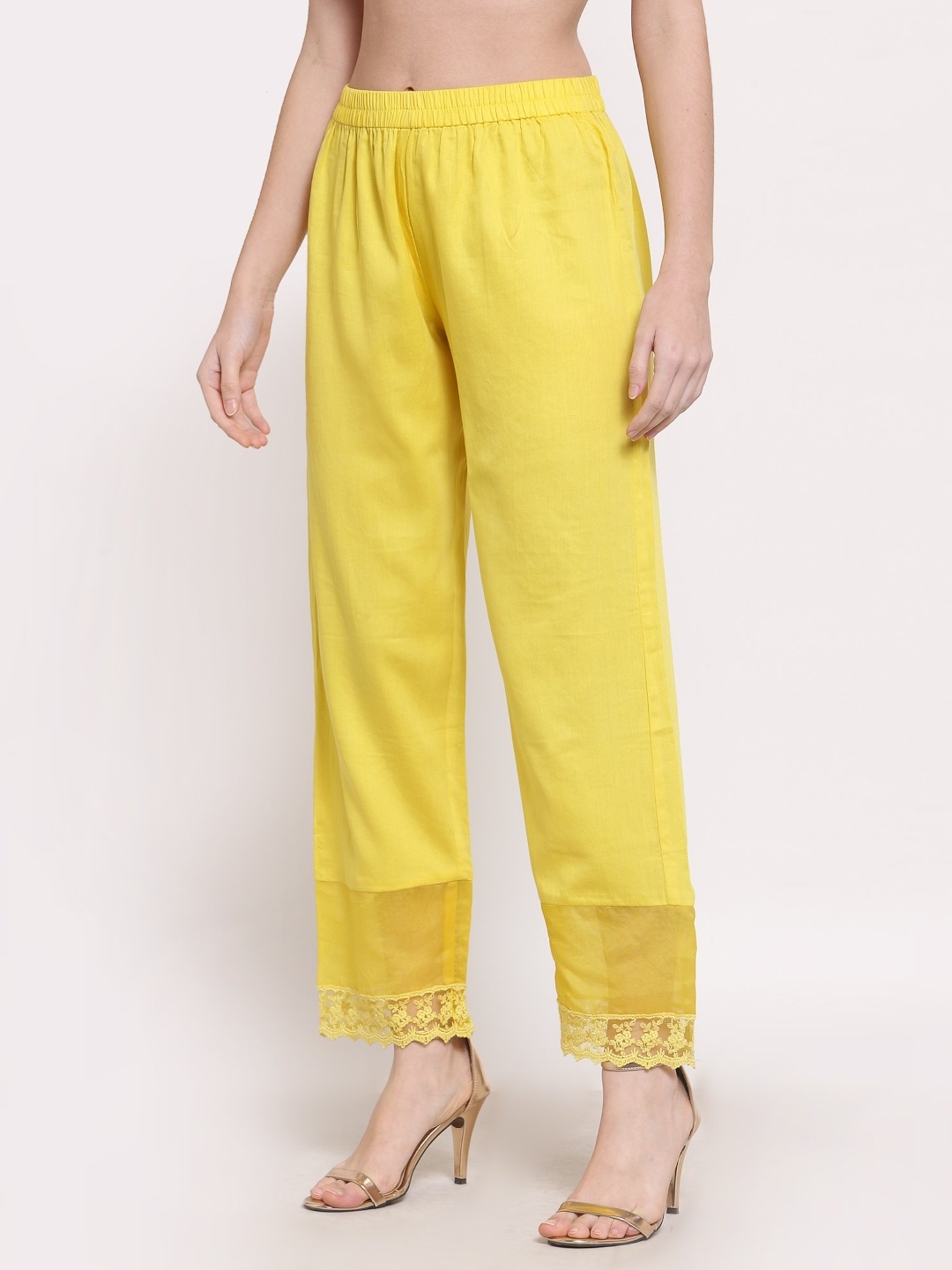 DART STUDIO Yellow Relaxed Fit Palazzos