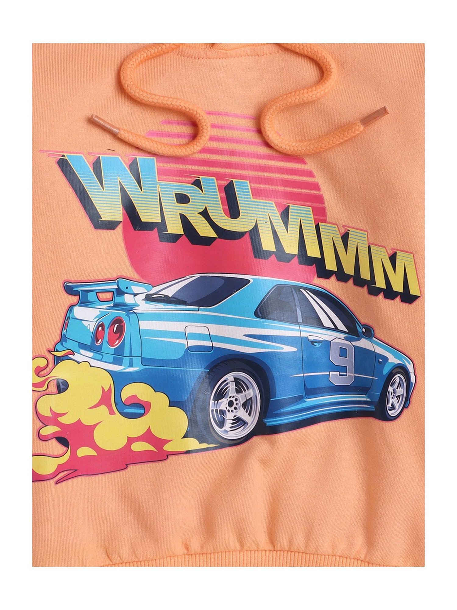 Bumzee Kids Light Orange Graphic Print Full Sleeves Sweatshirt