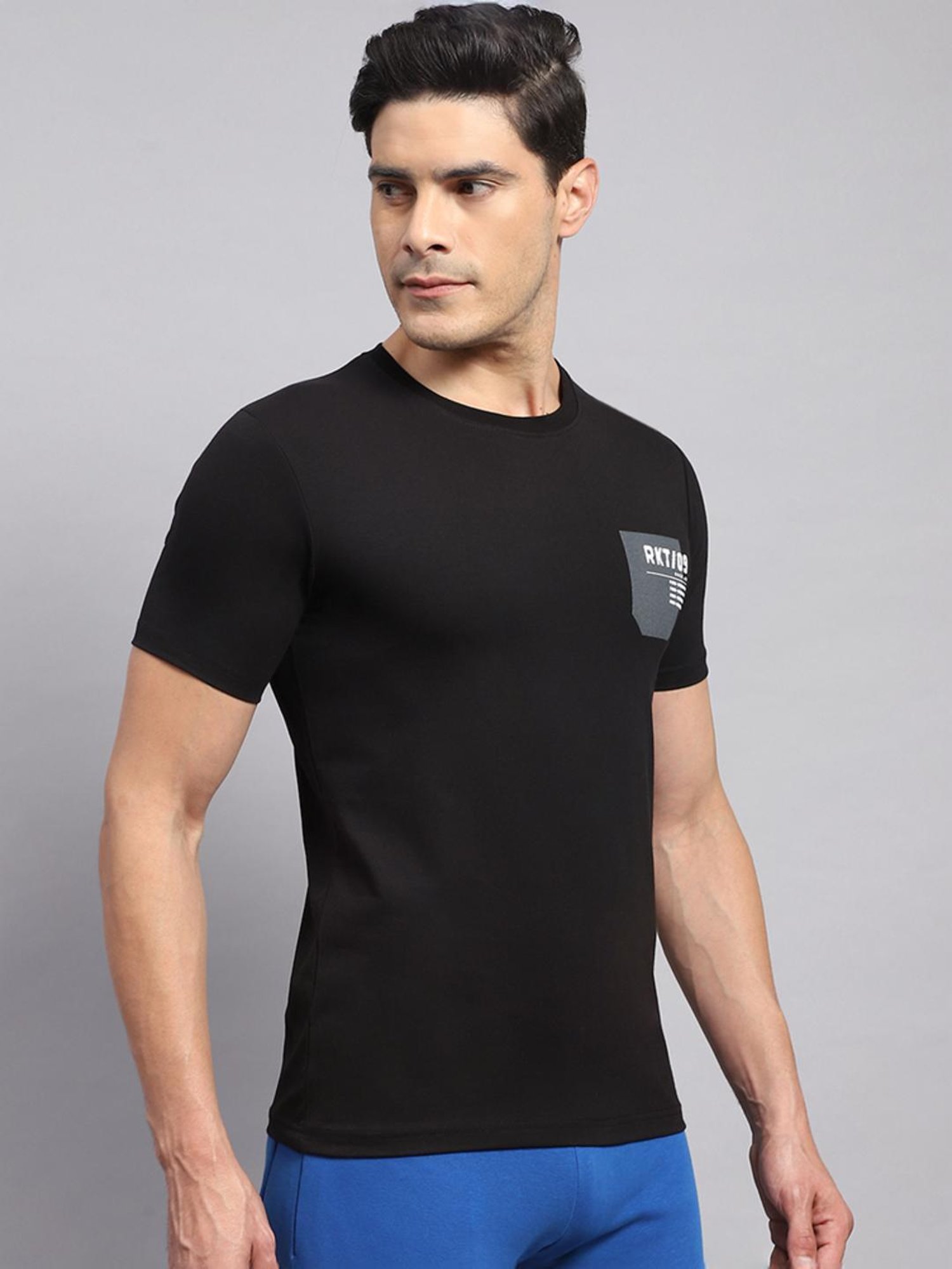 Rock.it Black Cotton Regular Fit Printed T-Shirt