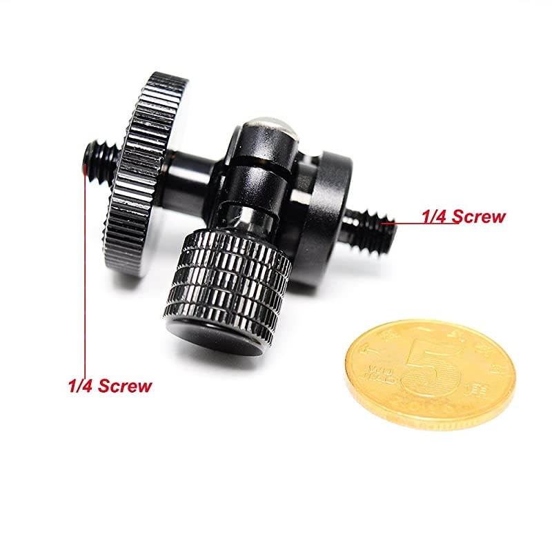 Mini Ballhead Camera Tripod Ball Head Mount and 1/4 to 1/4 Connector (1/4 to 1/4 Connector)