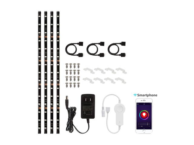 TorchStar LED Strip Light Kit, works with Amazon Alexa, 4pcs - Waterproof Strip Lights, Flexible Strips, RGB