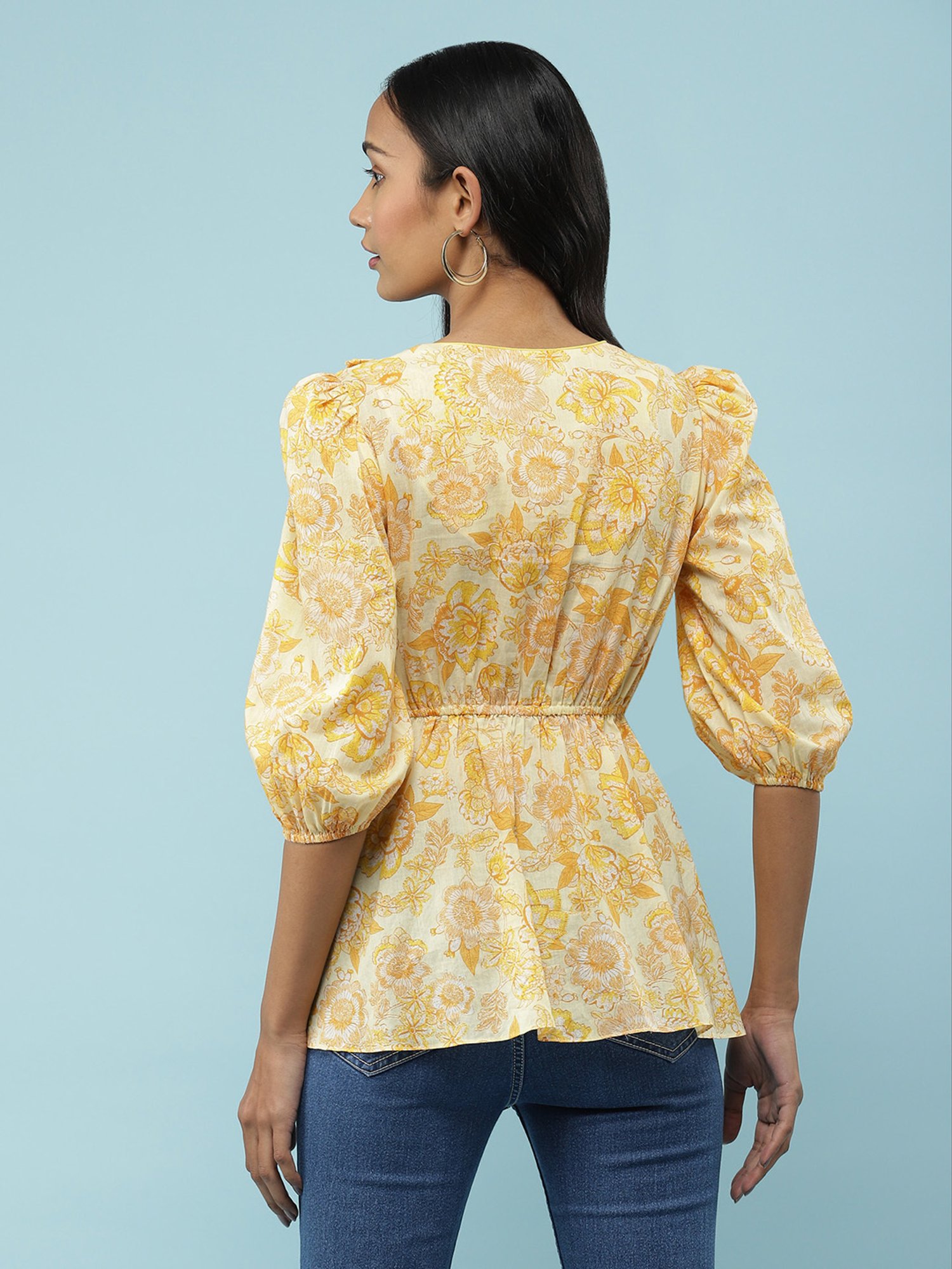 aarke Ritu Kumar Yellow Floral Top