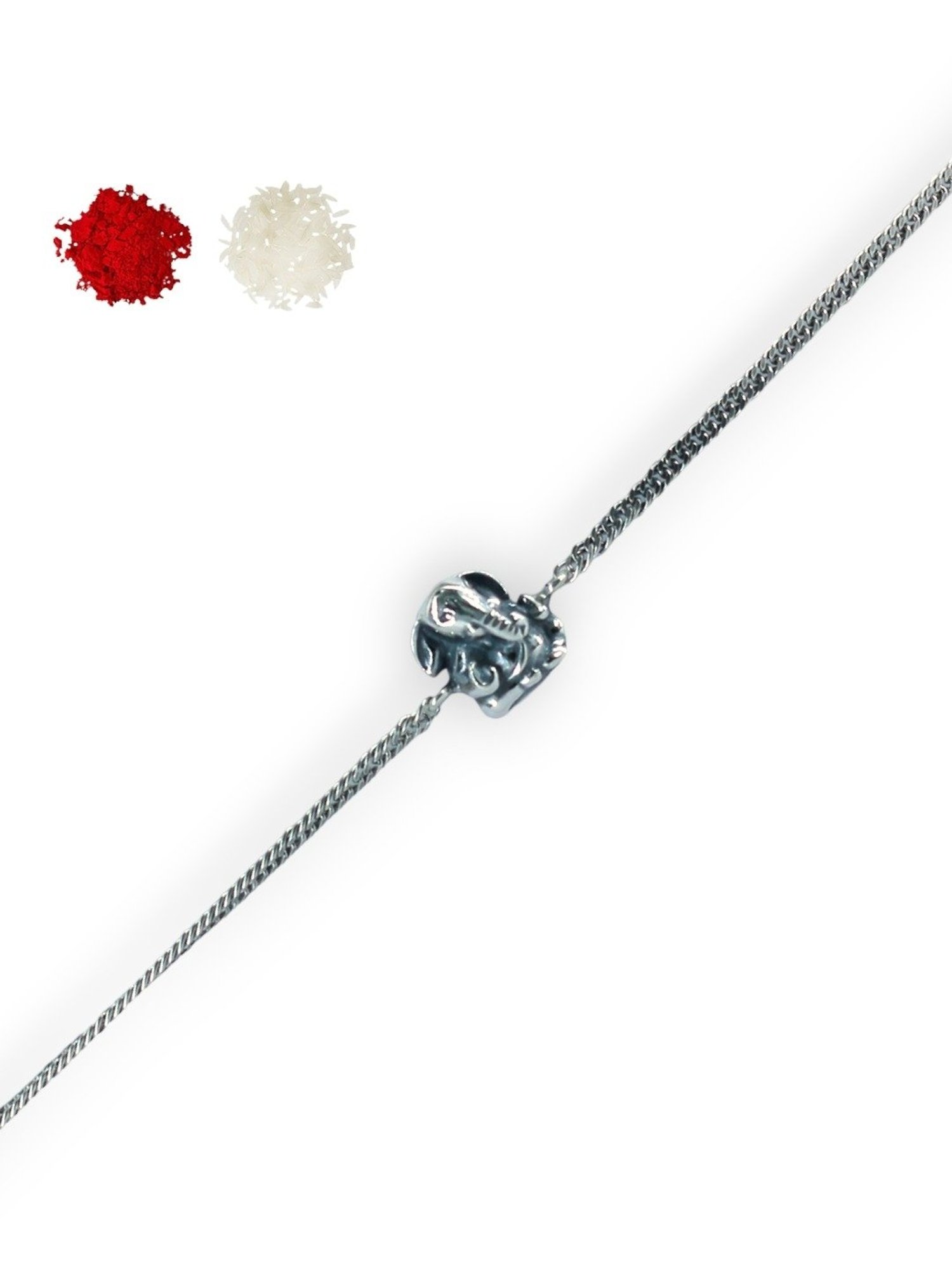 Taraash 92.5 Sterling Silver Ganpati Rakhi for Men