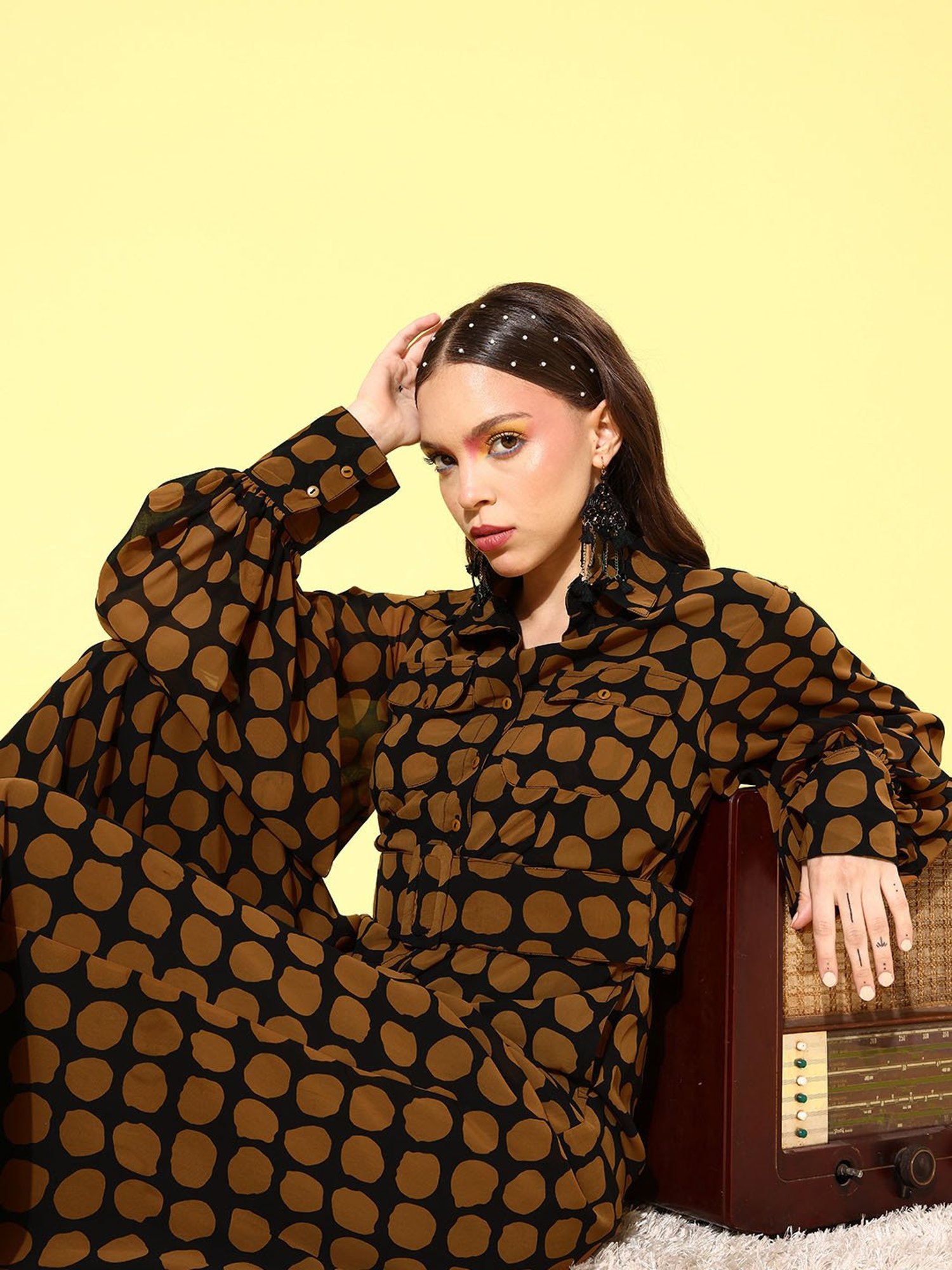 QUIERO Black & Brown Printed Jumpsuit