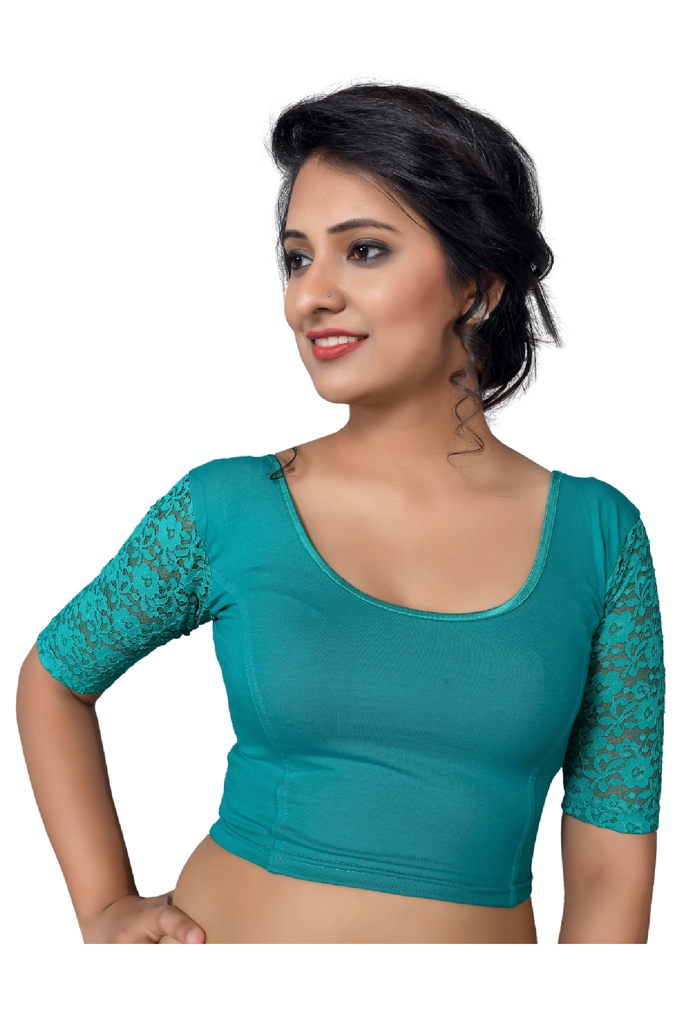 Salwar Studio Teal Textured Blouse