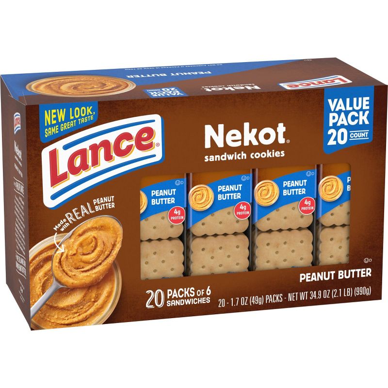 Lance Nekot Real Peanut Butter Cookie Sandwiches - 35oz - 20ct