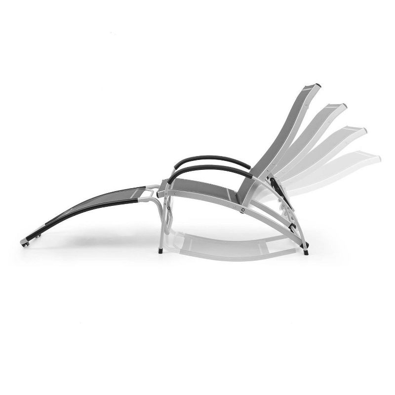 Outdoor Aluminum Adjustable Chaise Lounge Rocking Chair - Tan - Crestlive Products