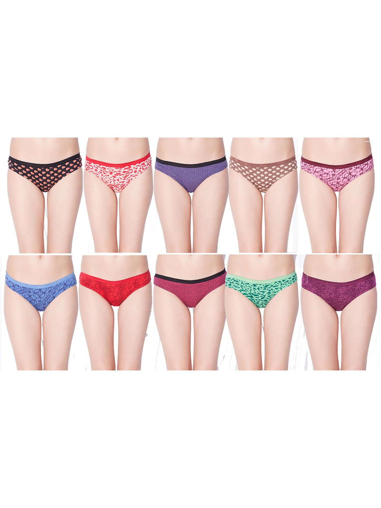 Dollar Missy Multicolor Printed Bikini Panty (Pack  of 10)