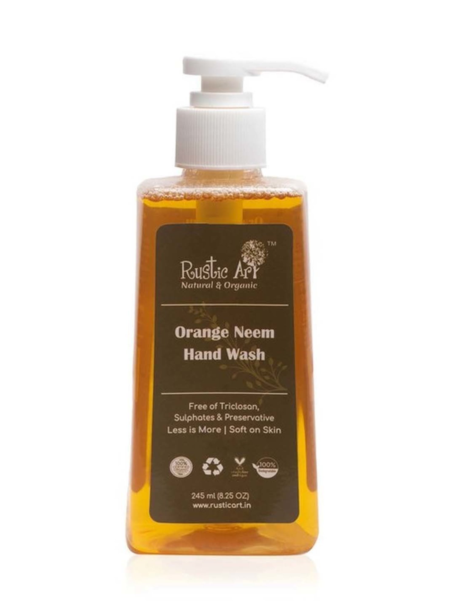 Rustic Art Organic Orange Neem Hand Wash - 245 ml